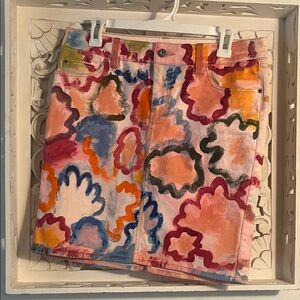 Anthropologie, Laura Garvey Handpainted Poppies Skirt